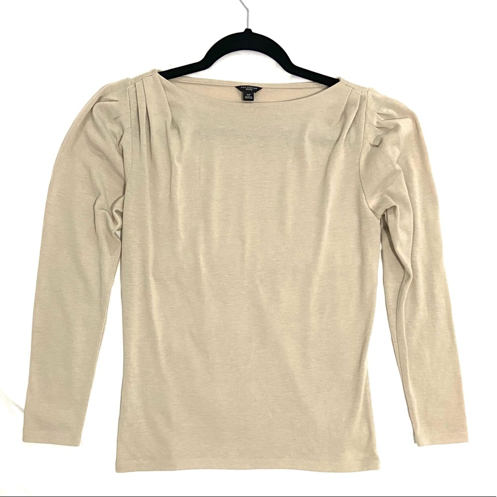 Ann Taylor Pleated Puff Sleeve Blouse Petite SM